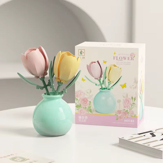 Flores en Jarrón Bloques de Construcción