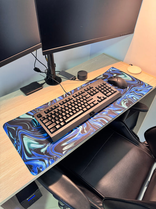 Mousepad Ondas Metálicas Azules