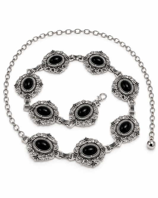 Victorian Onyx Waist Chain Vintage