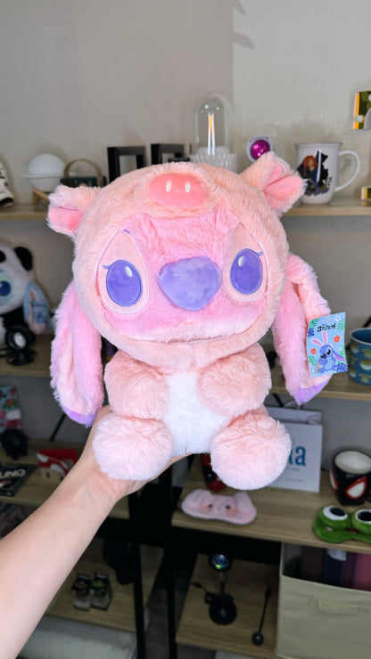 Stitch Rosa Angel Peluche Cerdito