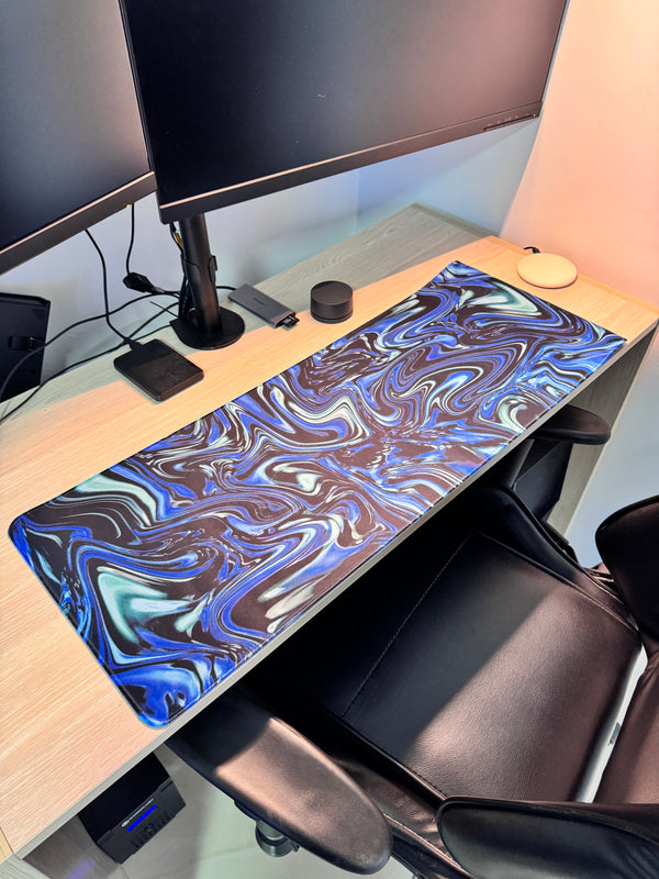Mousepad Ondas Metálicas Azules
