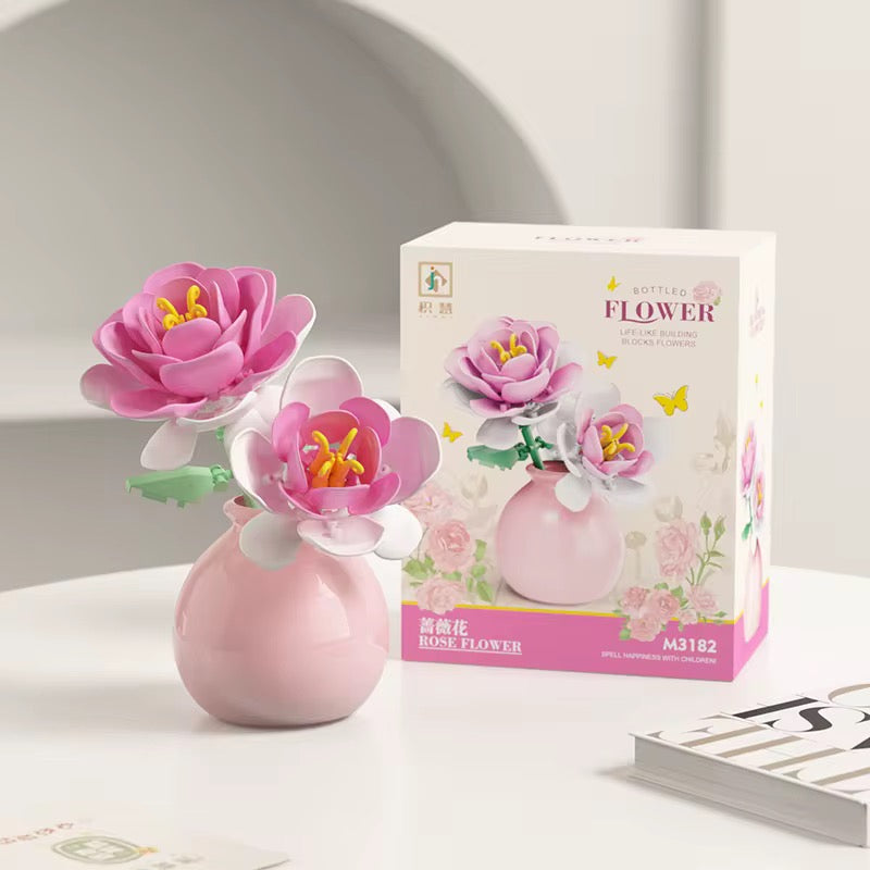 Flores en Jarrón Bloques de Construcción