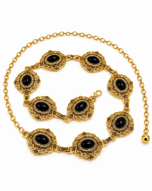 Victorian Onyx Waist Chain Vintage
