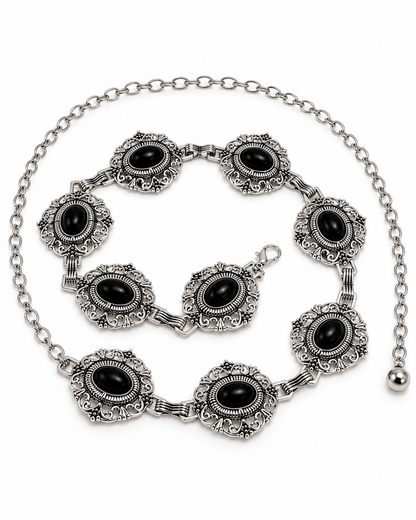 Victorian Onyx Waist Chain Vintage